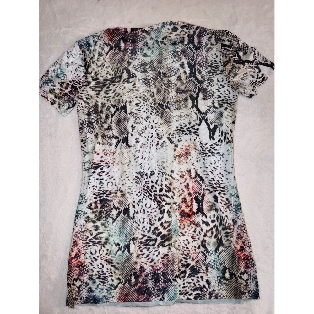Save the Faith Womens XS Mixed Animal Print Cutout Short Sleeve Top Made in USA - Picture 5 of 7